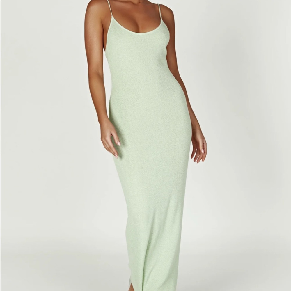 Meshki Magnolia Knit Midi Dress - Pistachio Green. Never worn.Xxs fits like xs/s